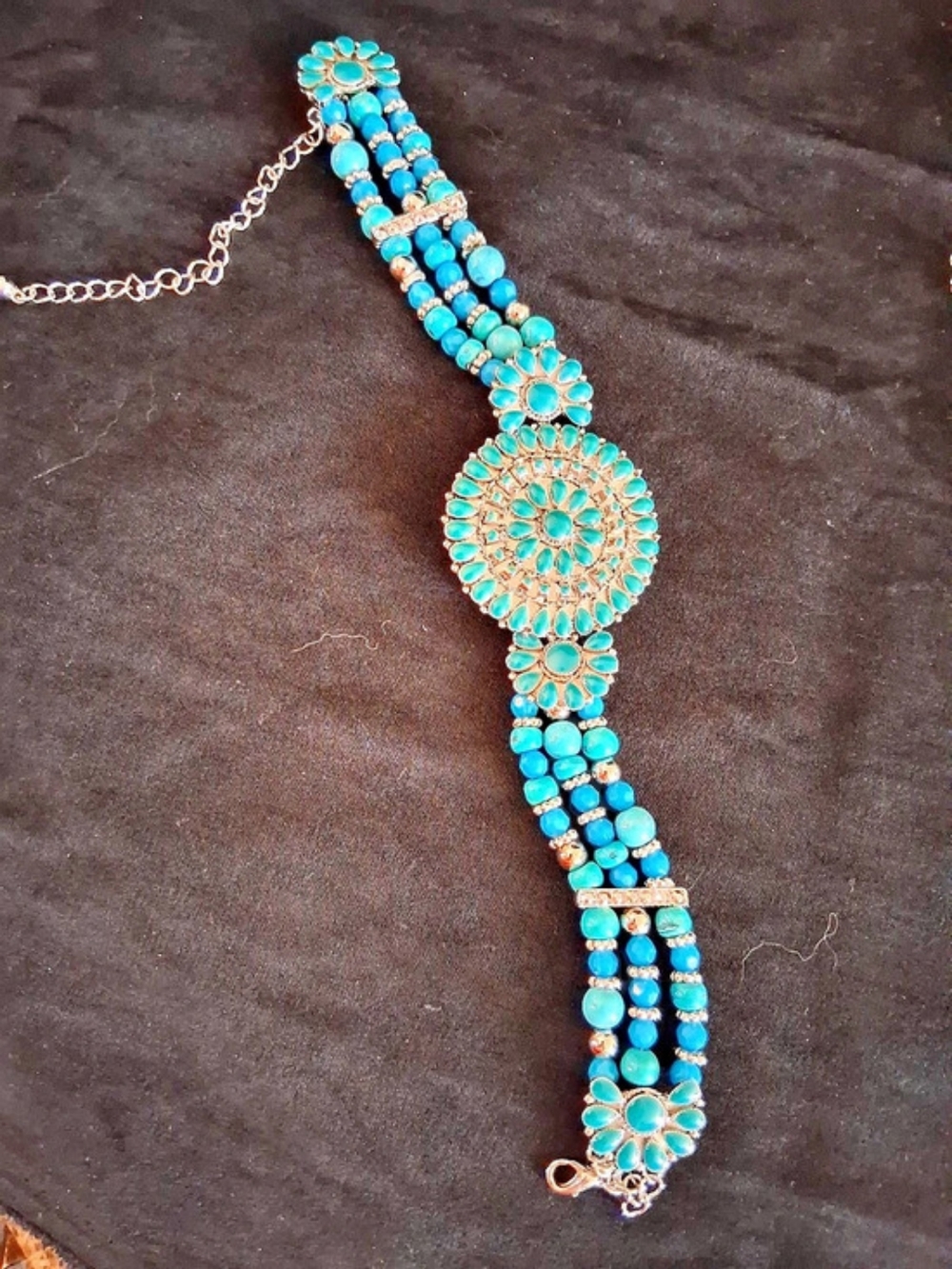 Turquoise Beaded Statement Bracelet